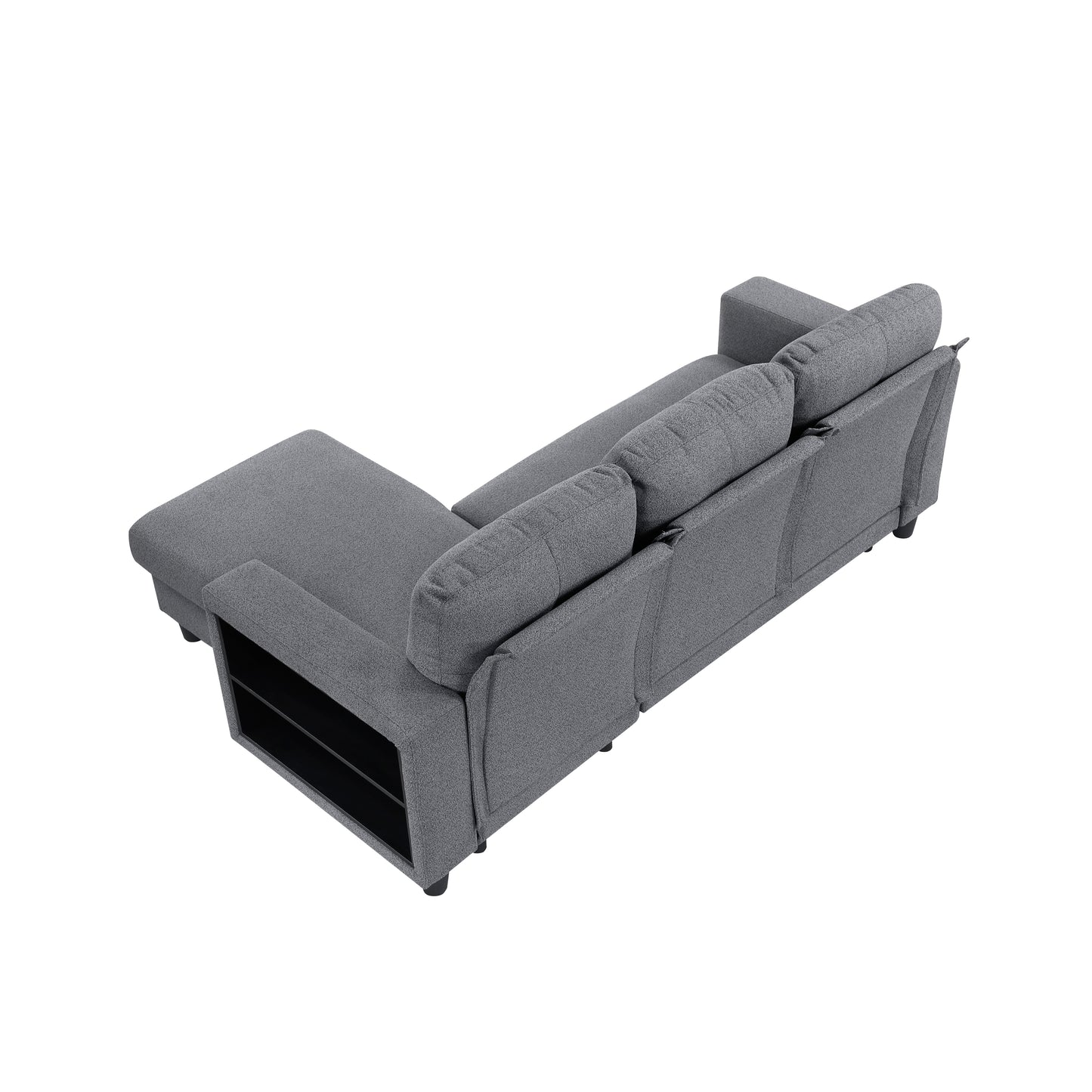 9705GY*32AVC - (3)Sectional with Reversible Chaise, Pull-out Bed, Shelves and Charging Ports