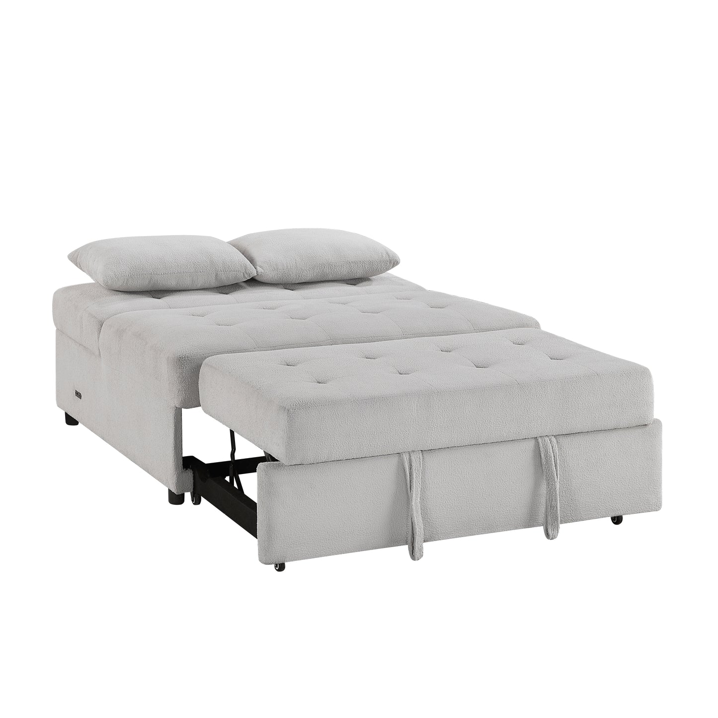 9707GRY-2CL - Convertible Armless 2-Seater with Pull-out Bed and Charging Ports