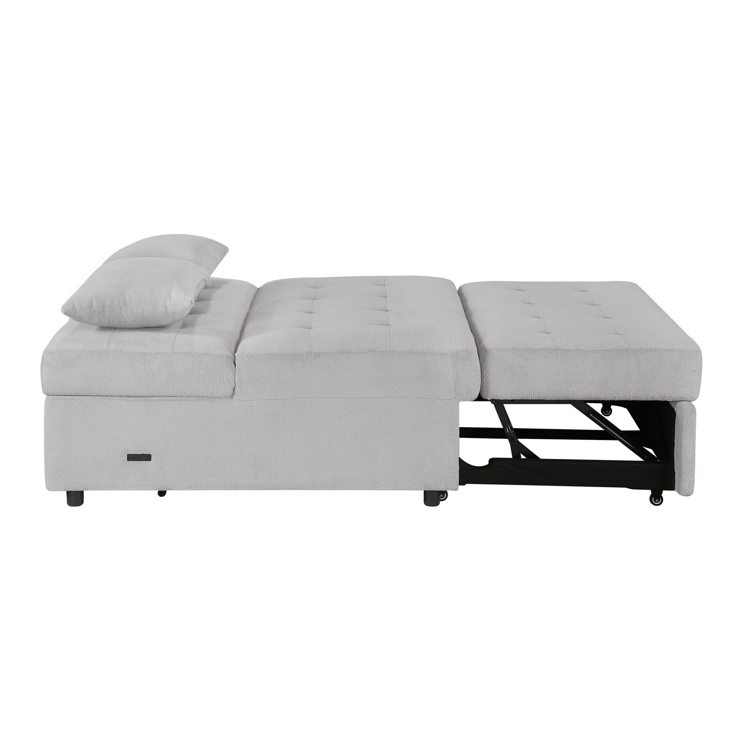 9707GRY-2CL - Convertible Armless 2-Seater with Pull-out Bed and Charging Ports