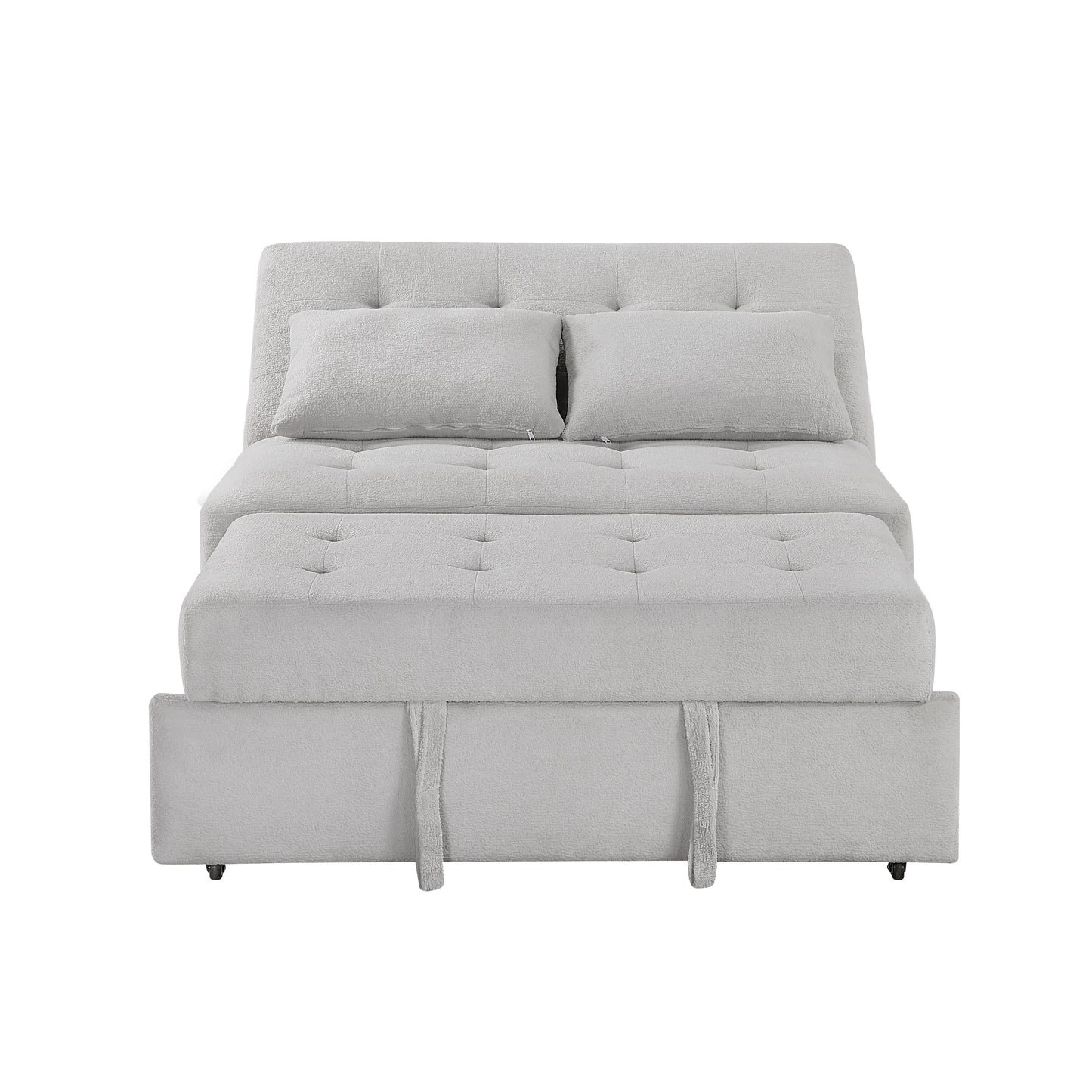 9707GRY-2CL - Convertible Armless 2-Seater with Pull-out Bed and Charging Ports
