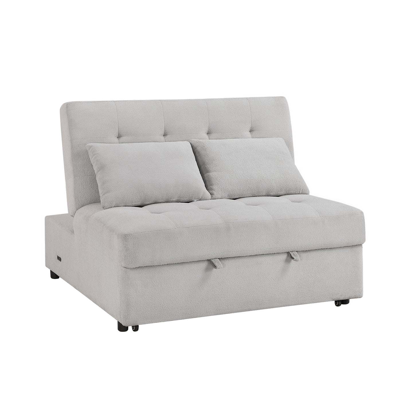 9707GRY-2CL - Convertible Armless 2-Seater with Pull-out Bed and Charging Ports