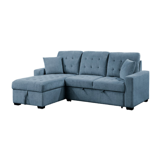 9816BU*2LCRL - (2)2-Piece Sectional with Left Chaise, Pull-out Bed and Hidden Storage