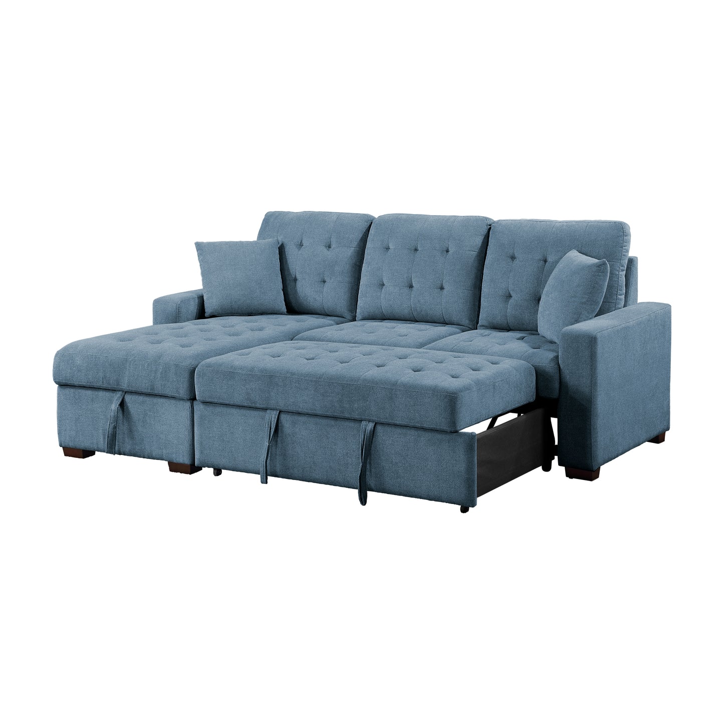 9816BU*2LCRL - (2)2-Piece Sectional with Left Chaise, Pull-out Bed and Hidden Storage
