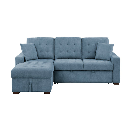 9816BU*2LCRL - (2)2-Piece Sectional with Left Chaise, Pull-out Bed and Hidden Storage