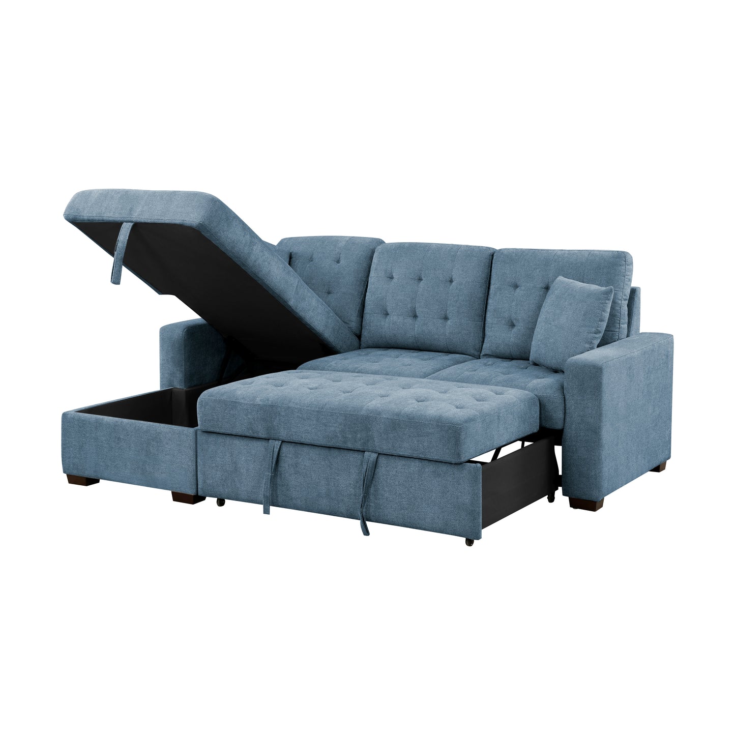 9816BU*2LCRL - (2)2-Piece Sectional with Left Chaise, Pull-out Bed and Hidden Storage