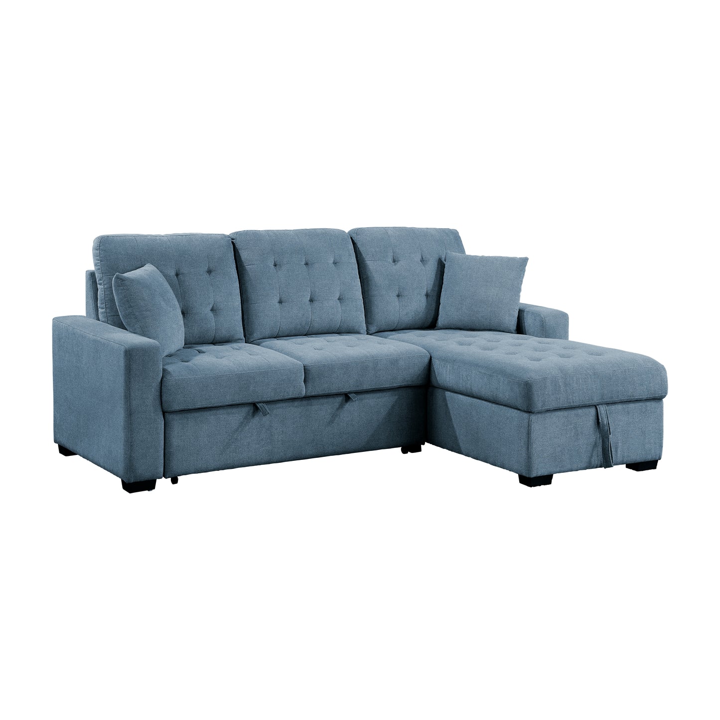 9816BU*2LLRC - (2)2-Piece Sectional with Right Chaise, Pull-out Bed and Hidden Storage