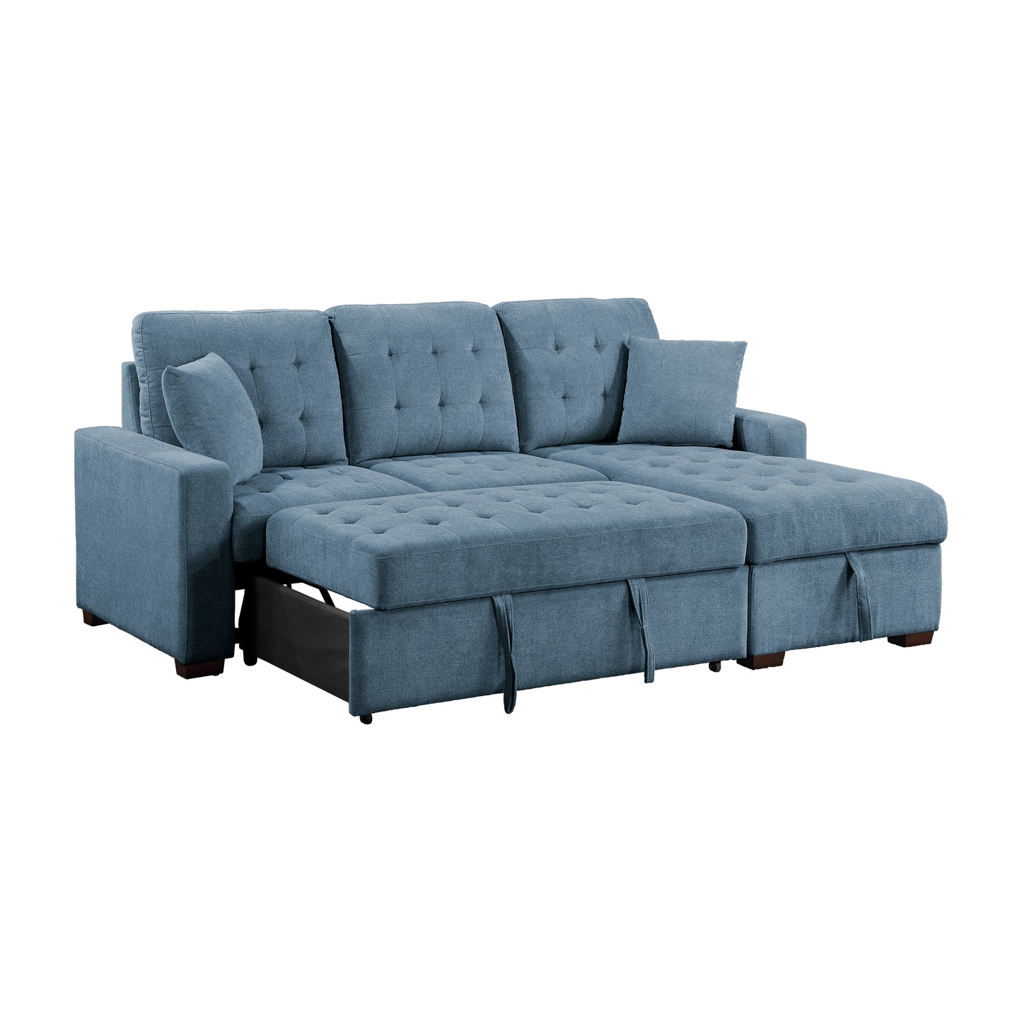 9816BU*2LLRC - (2)2-Piece Sectional with Right Chaise, Pull-out Bed and Hidden Storage