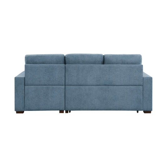 9816BU*2LLRC - (2)2-Piece Sectional with Right Chaise, Pull-out Bed and Hidden Storage