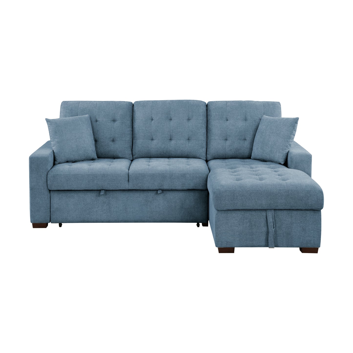 9816BU*2LLRC - (2)2-Piece Sectional with Right Chaise, Pull-out Bed and Hidden Storage