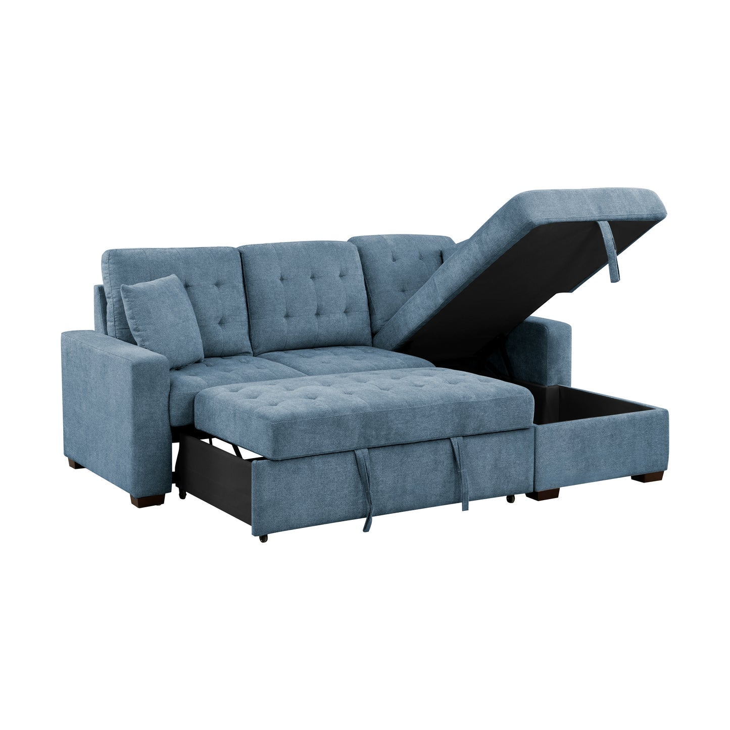 9816BU*2LLRC - (2)2-Piece Sectional with Right Chaise, Pull-out Bed and Hidden Storage