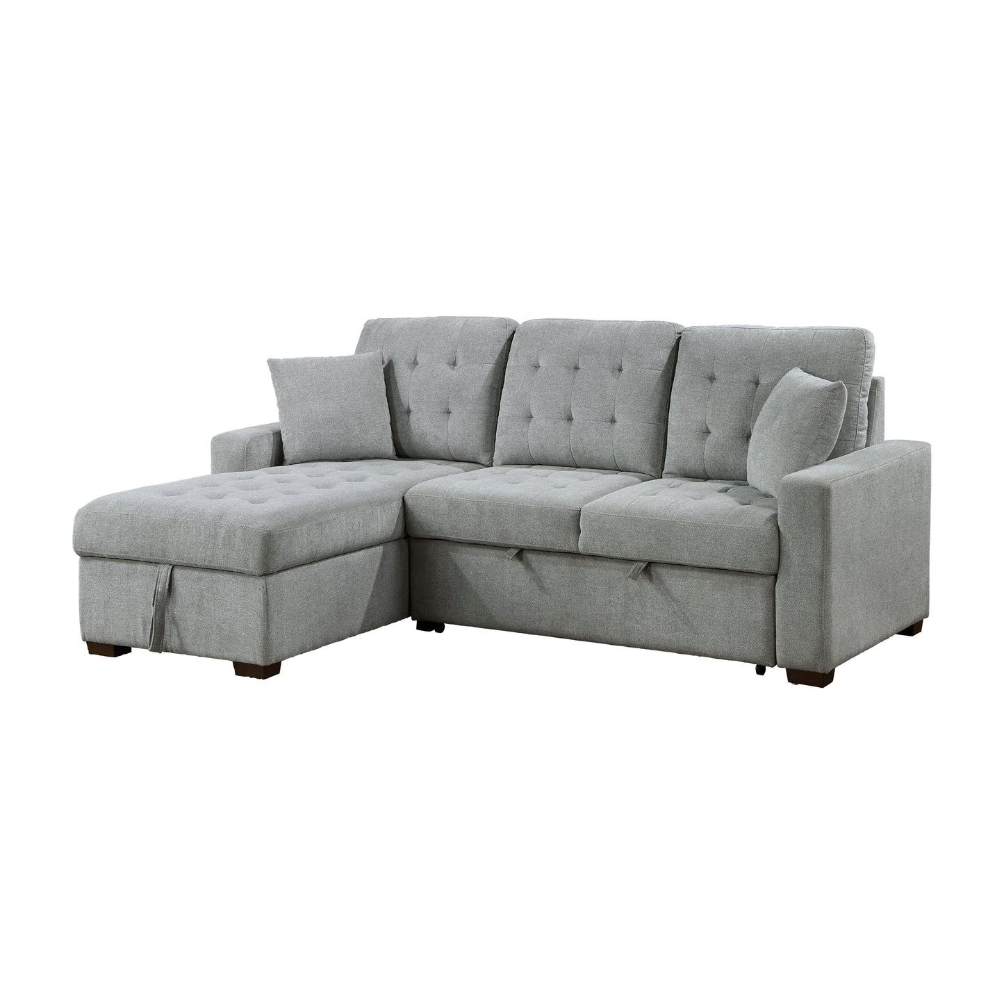 9816GY*2LCRL - (2)2-Piece Sectional with Left Chaise, Pull-out Bed and Hidden Storage