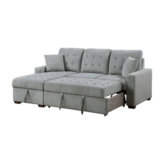 9816GY*2LCRL - (2)2-Piece Sectional with Left Chaise, Pull-out Bed and Hidden Storage