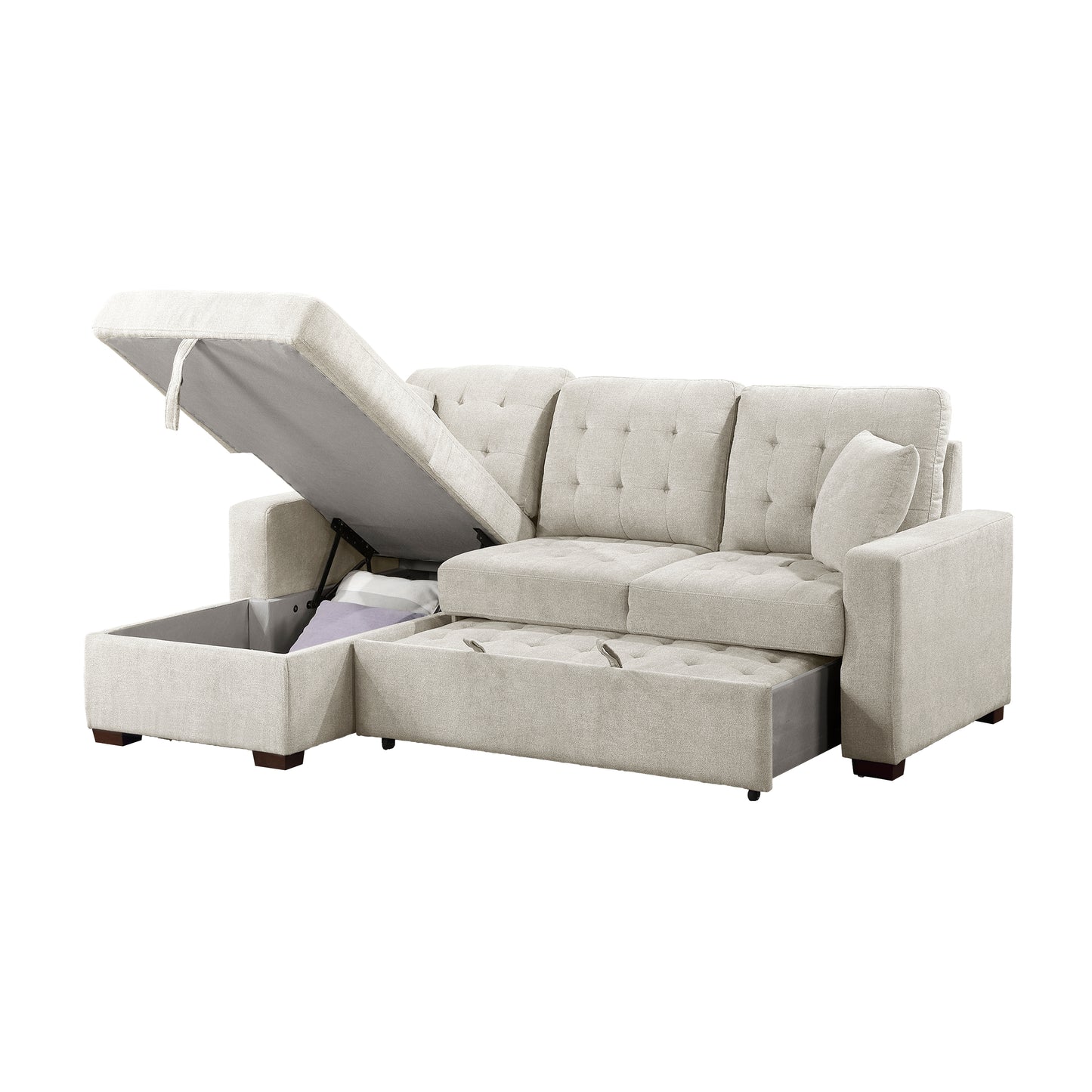 9816SN*2LCRL - (2)2-Piece Sectional with Left Chaise, Pull-out Bed and Hidden Storage