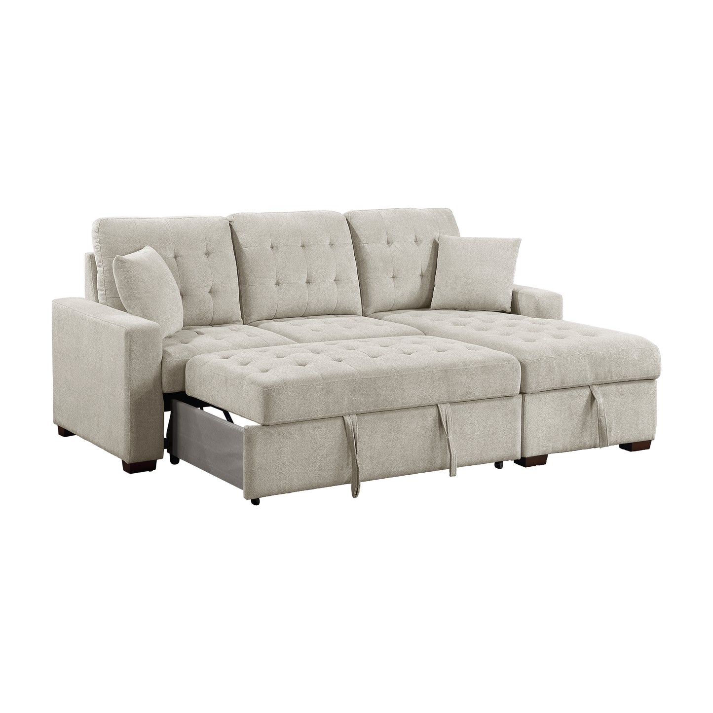 9816SN*2LLRC - (2)2-Piece Sectional with Right Chaise, Pull-out Bed and Hidden Storage