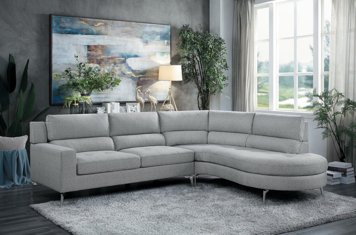 9879GY*SC - (2)2-Piece Sectional with Right Chaise