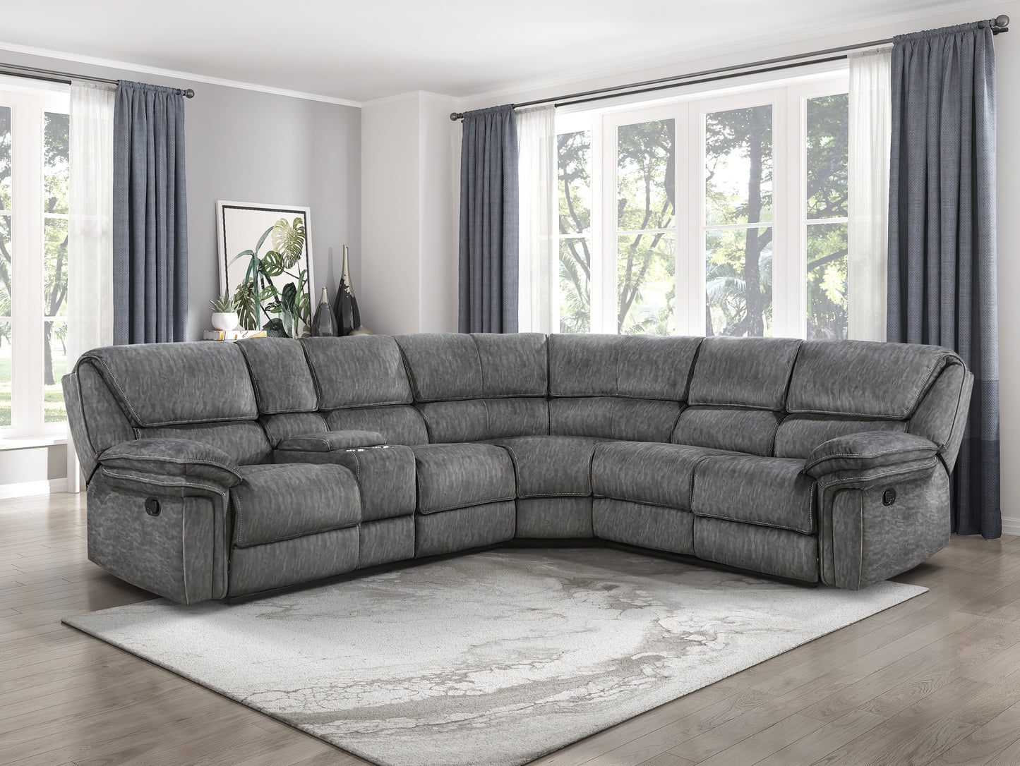 9913*32LCN2R - (3)3-Piece Reclining Sectional with Left Console