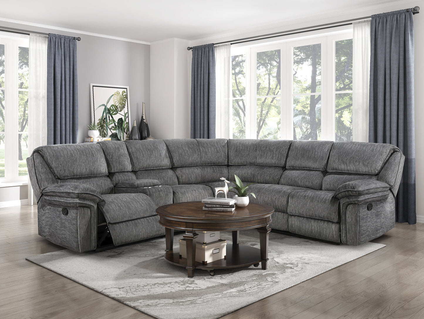 9913*32LCN2R - (3)3-Piece Reclining Sectional with Left Console