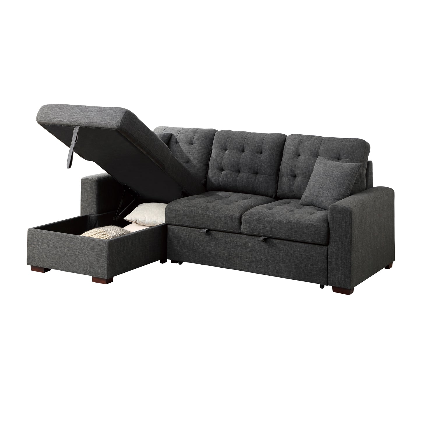 9916DG*2LCRL - (2)2-Piece Sectional with Pull-out Bed and Left Chaise with Hidden Storage