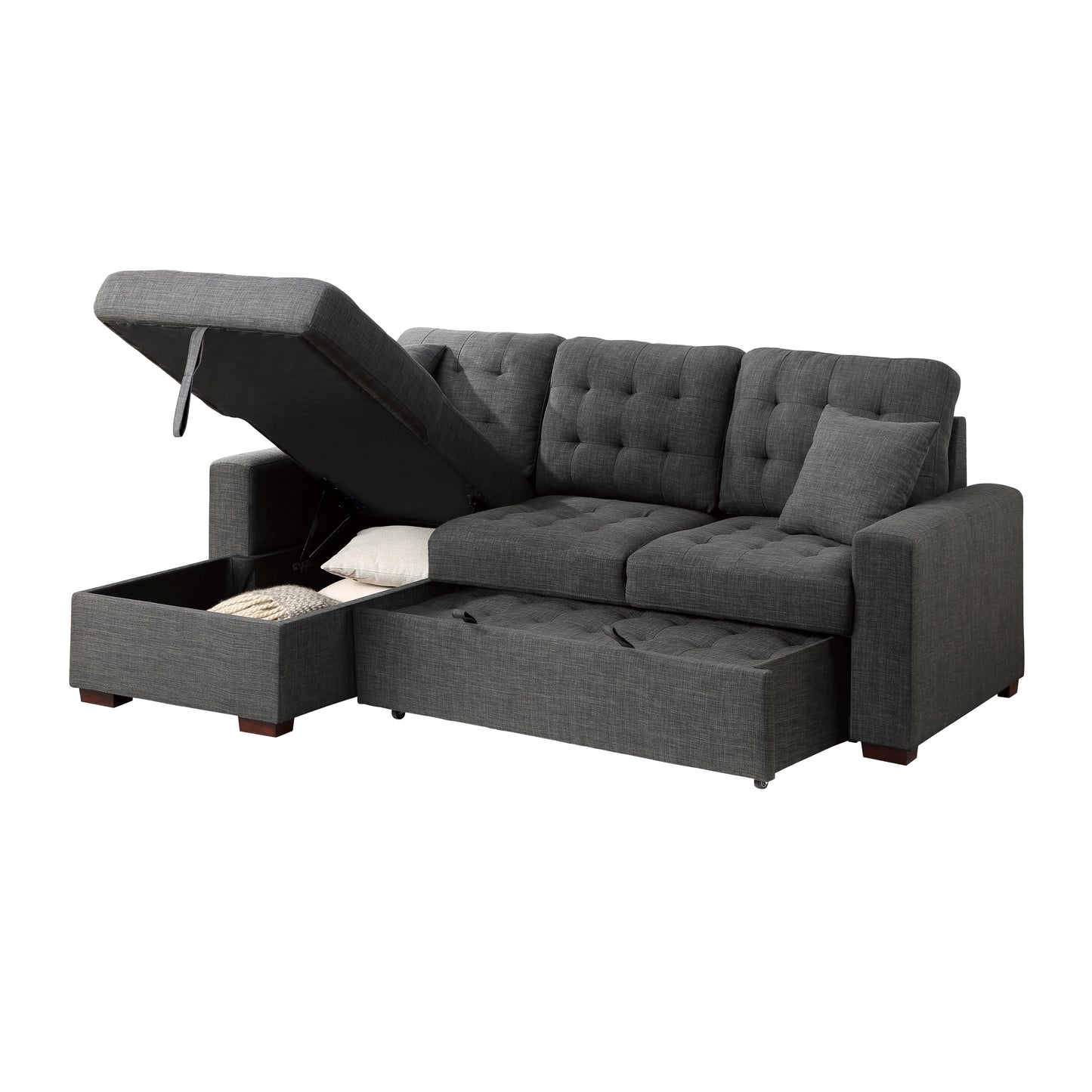 9916DG*2LCRL - (2)2-Piece Sectional with Pull-out Bed and Left Chaise with Hidden Storage