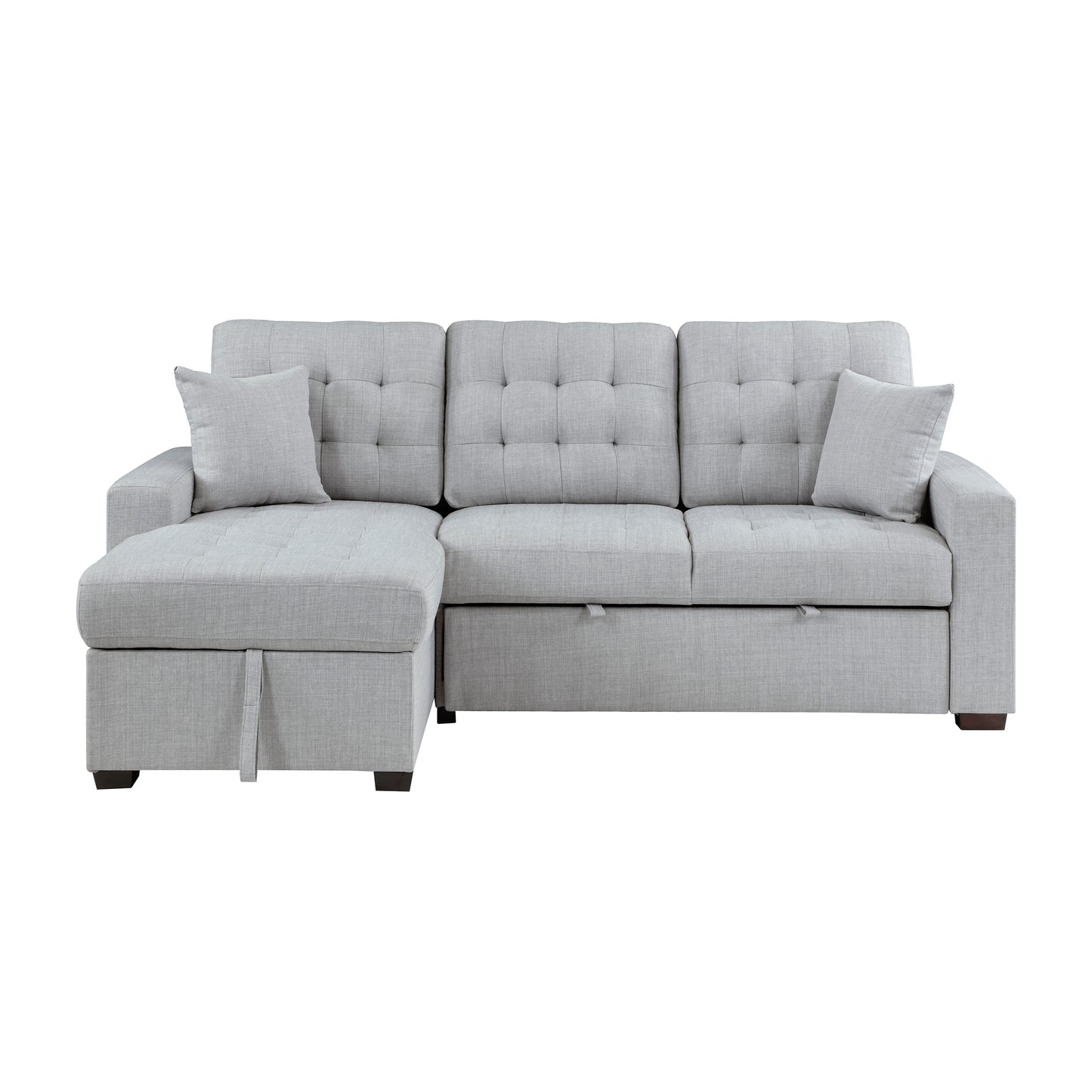 9916GY*2LCRL - (2)2-Piece Sectional with Pull-out Bed and Left Chaise with Hidden Storage