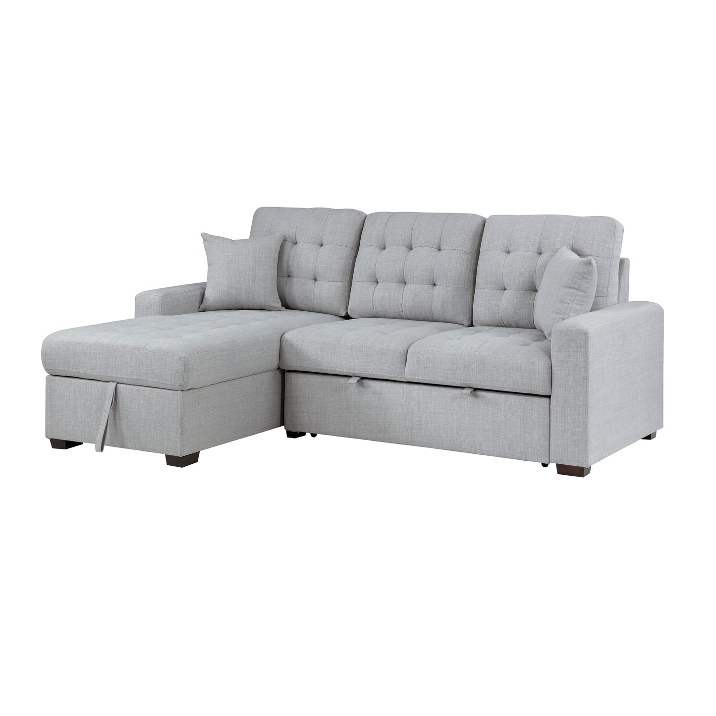 9916GY*2LCRL - (2)2-Piece Sectional with Pull-out Bed and Left Chaise with Hidden Storage