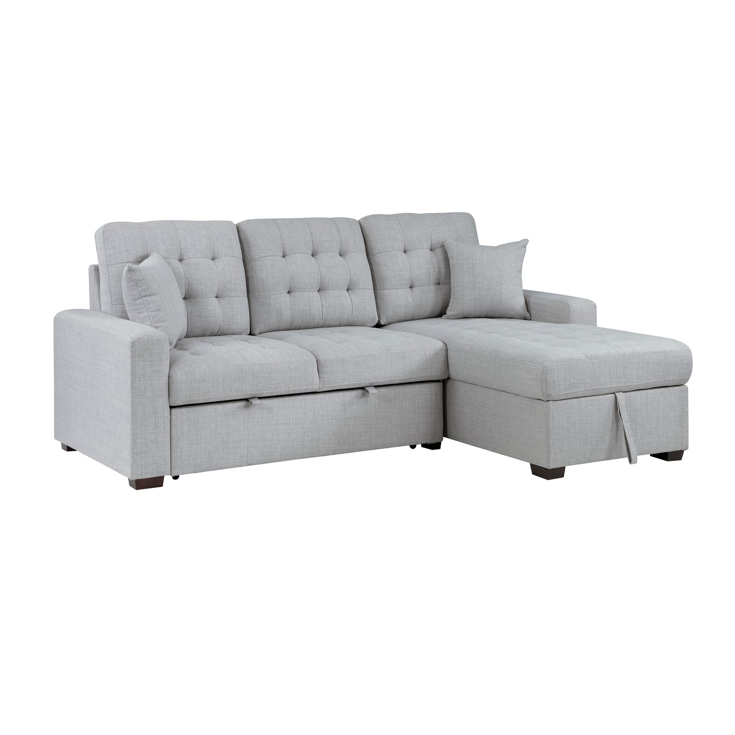 9916GY*2LLRC - (2)2-Piece Sectional with Pull-out Bed and Right Chaise with Hidden Storage