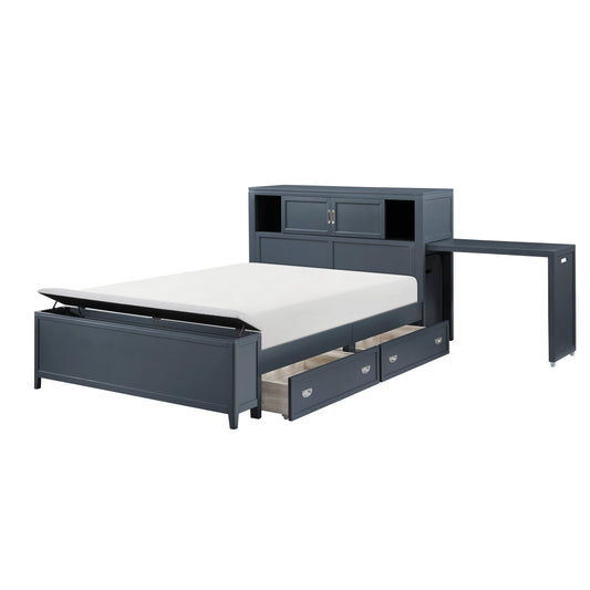 B2024BUBCF-1* - (2) Full Bookcase Bed with Hidden Desk, Stool and Storage Bench