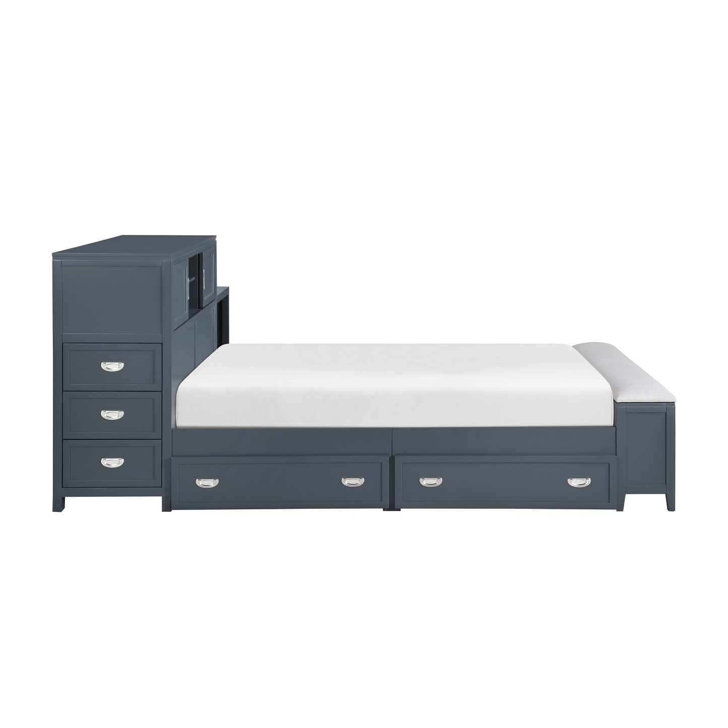 B2024BUBCF-1* - (2) Full Bookcase Bed with Hidden Desk, Stool and Storage Bench