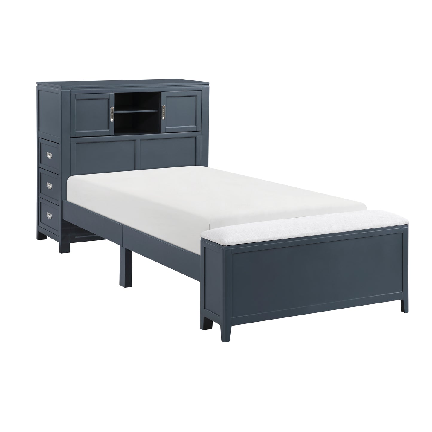 B2024BUBC-1* - (2) Twin Bookcase Bed with Hidden Desk, Stool and Storage Bench