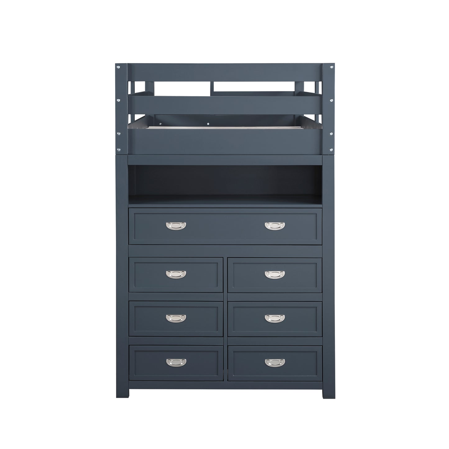 B2024BULTF-1* - (6) Twin/Full Loft Bunk Bed with Chest and Hidden Desk