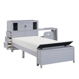 B2024GYBC-1* - (2) Twin Bookcase Bed with Hidden Desk, Stool and Storage Bench