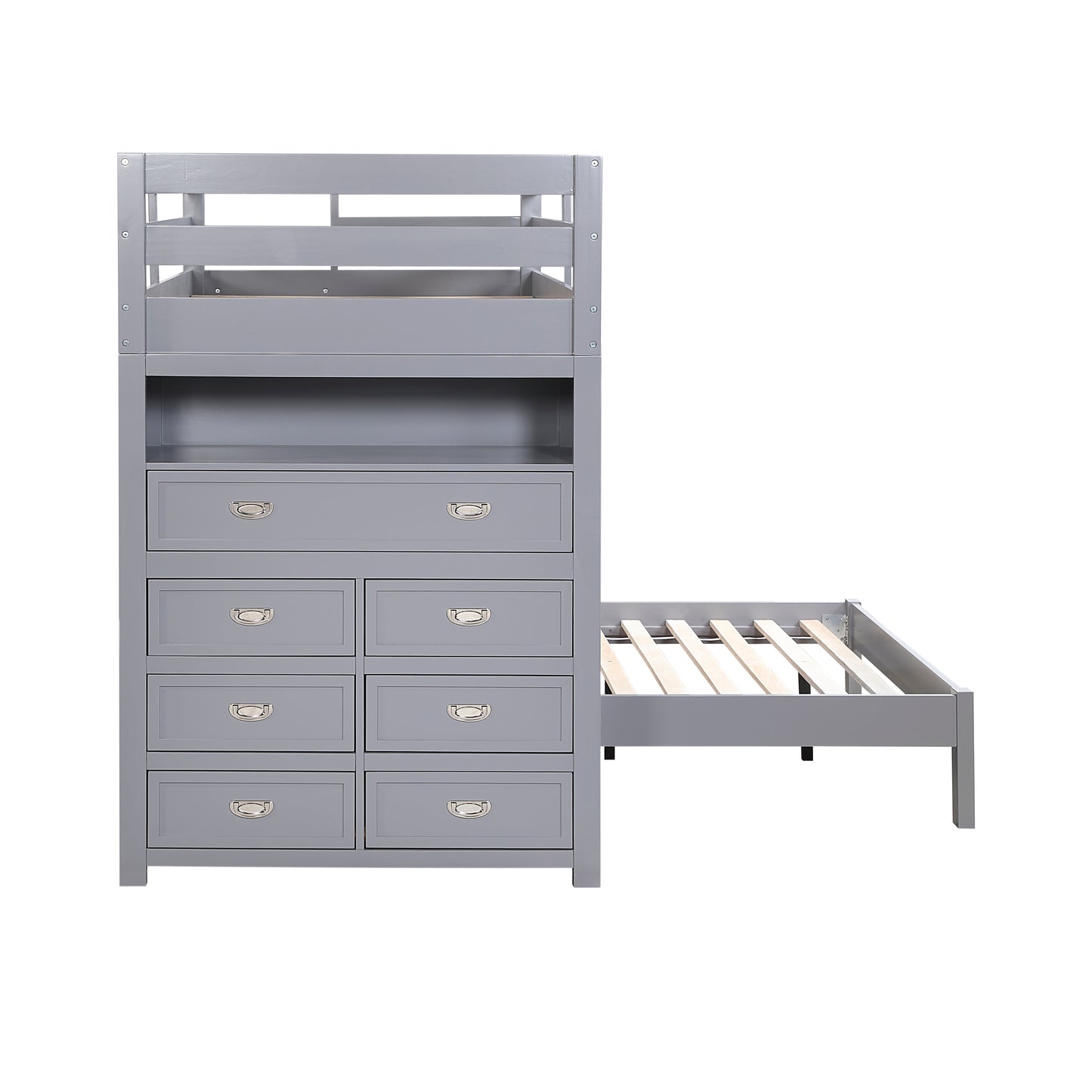 B2024GYLTF-1* - (6) Twin/Full Loft Bunk Bed with Chest and Hidden Desk