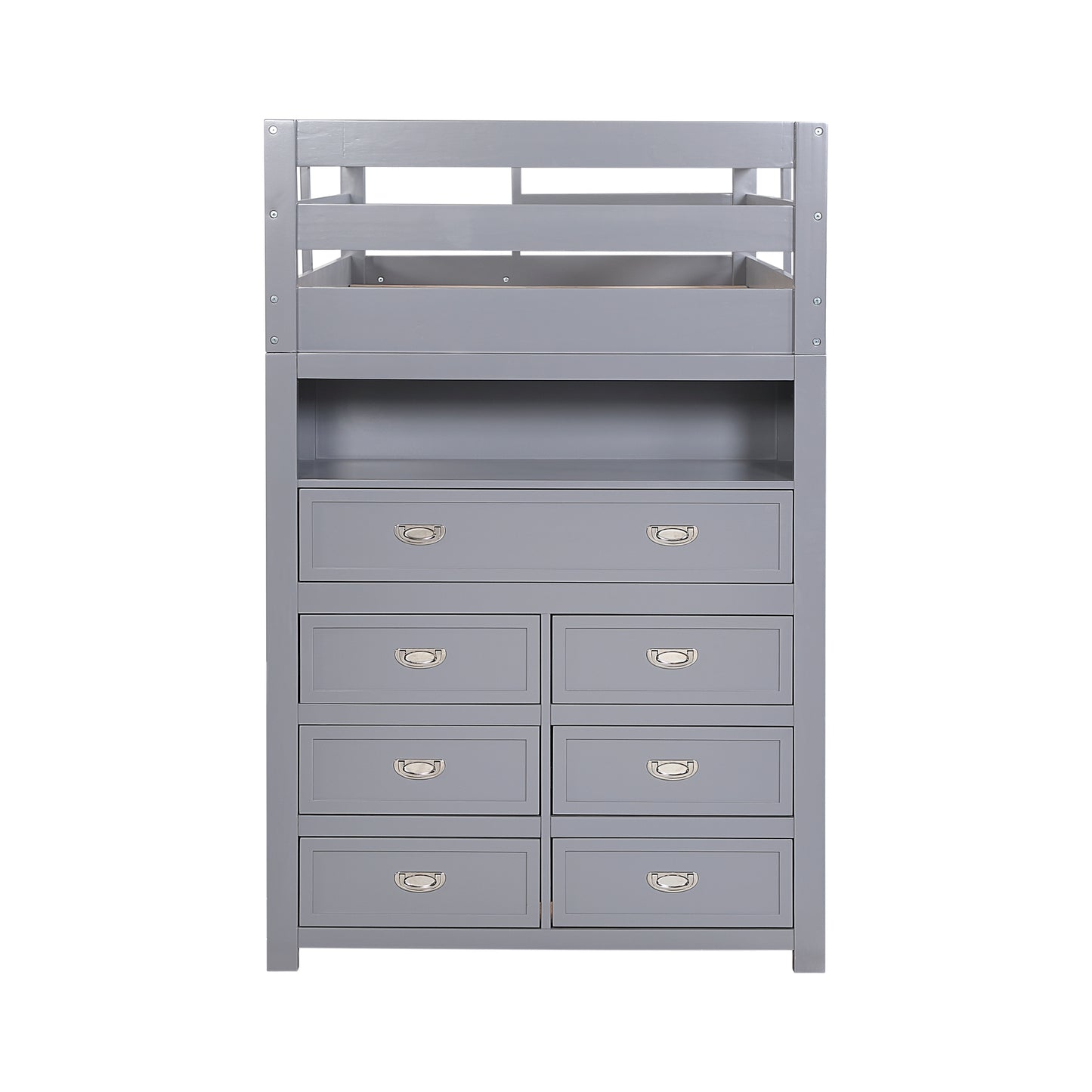 B2024GYLTF-1* - (6) Twin/Full Loft Bunk Bed with Chest and Hidden Desk