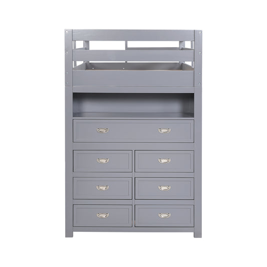 B2024GYLTF-1* - (6) Twin/Full Loft Bunk Bed with Chest and Hidden Desk