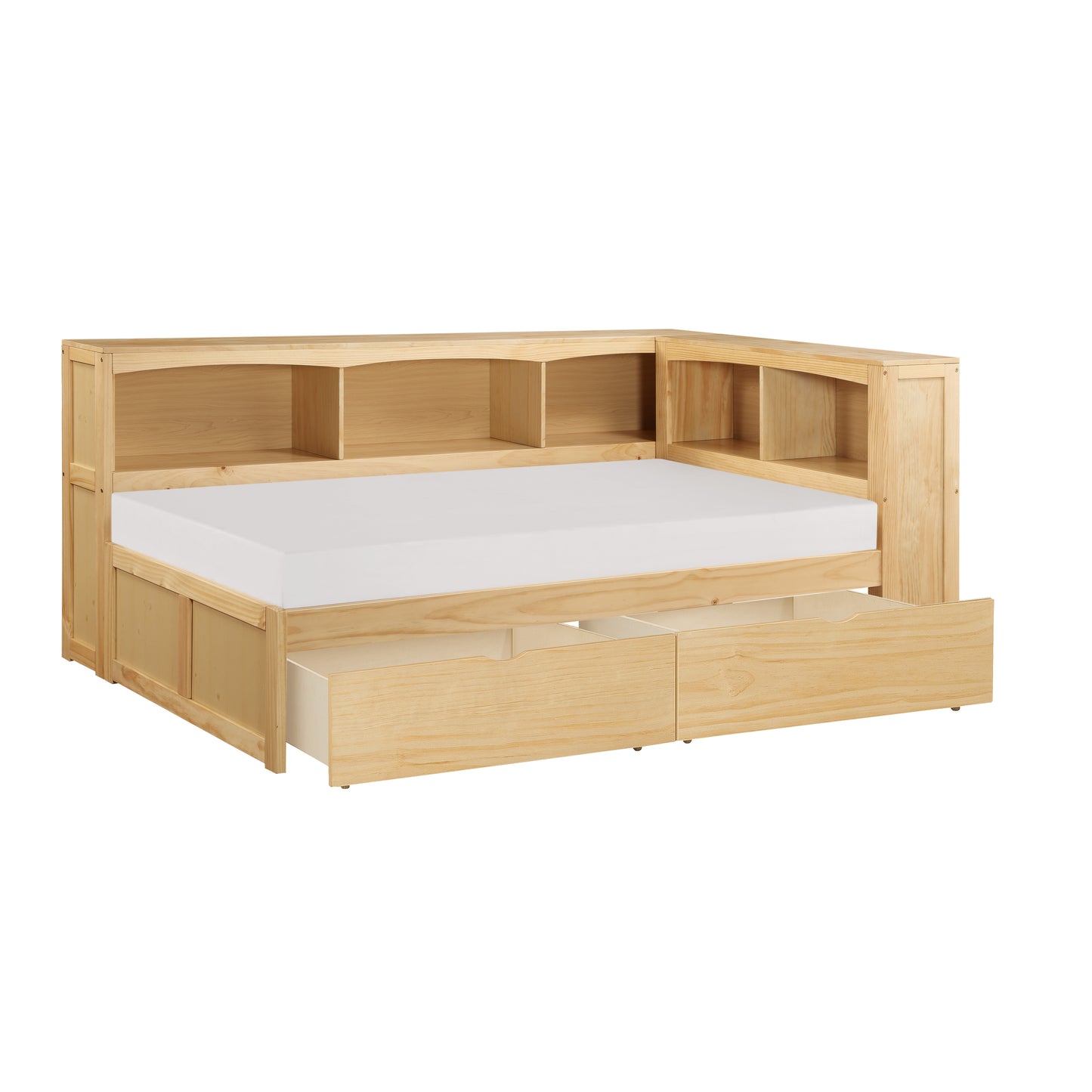 B2043BC-1BCT* - (4) Twin Bookcase Corner Bed with Storage Boxes