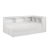 B2053BCW-1BCT* - (4) Twin Bookcase Corner Bed with Storage Boxes