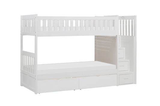 B2053SBW-1*T - (5) Twin/Twin Step Bunk Bed with Storage Boxes