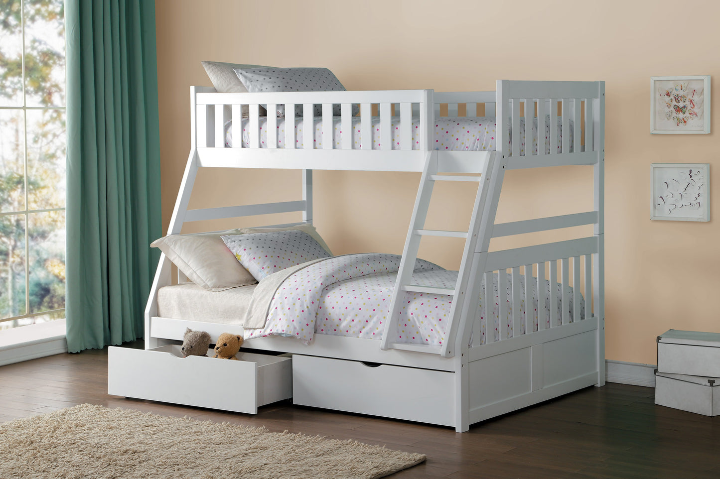 B2053TFW-1*T - (4) Twin/Full Bunk Bed with Storage Boxes