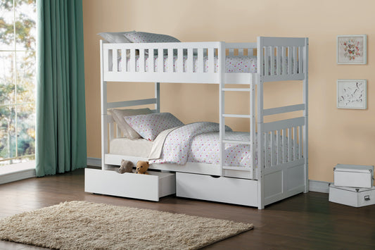 B2053W-1*T - (4) Twin/Twin Bunk Bed with Storage Boxes