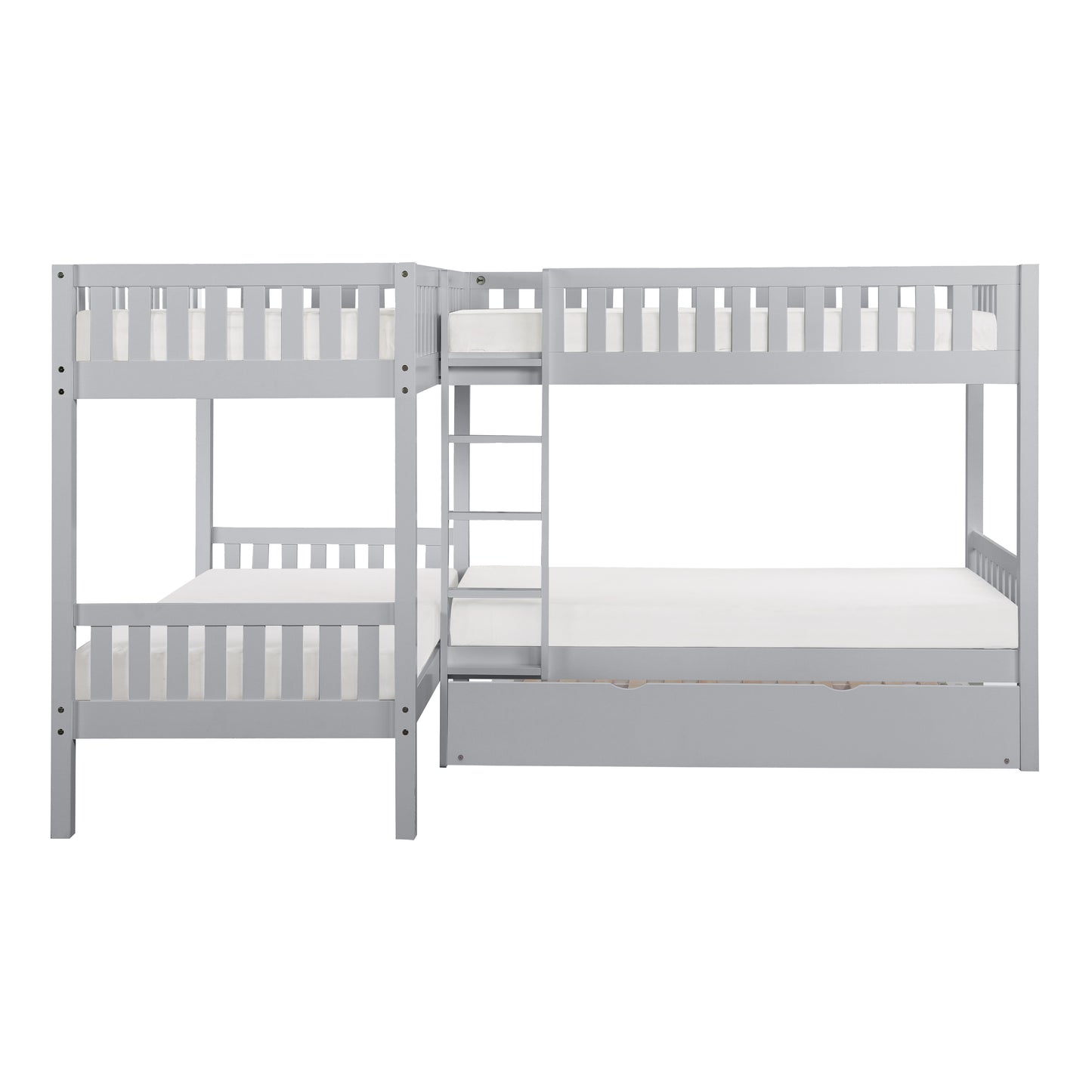 B2063CN-1R* - (4) Corner Bunk Bed with Twin Trundle