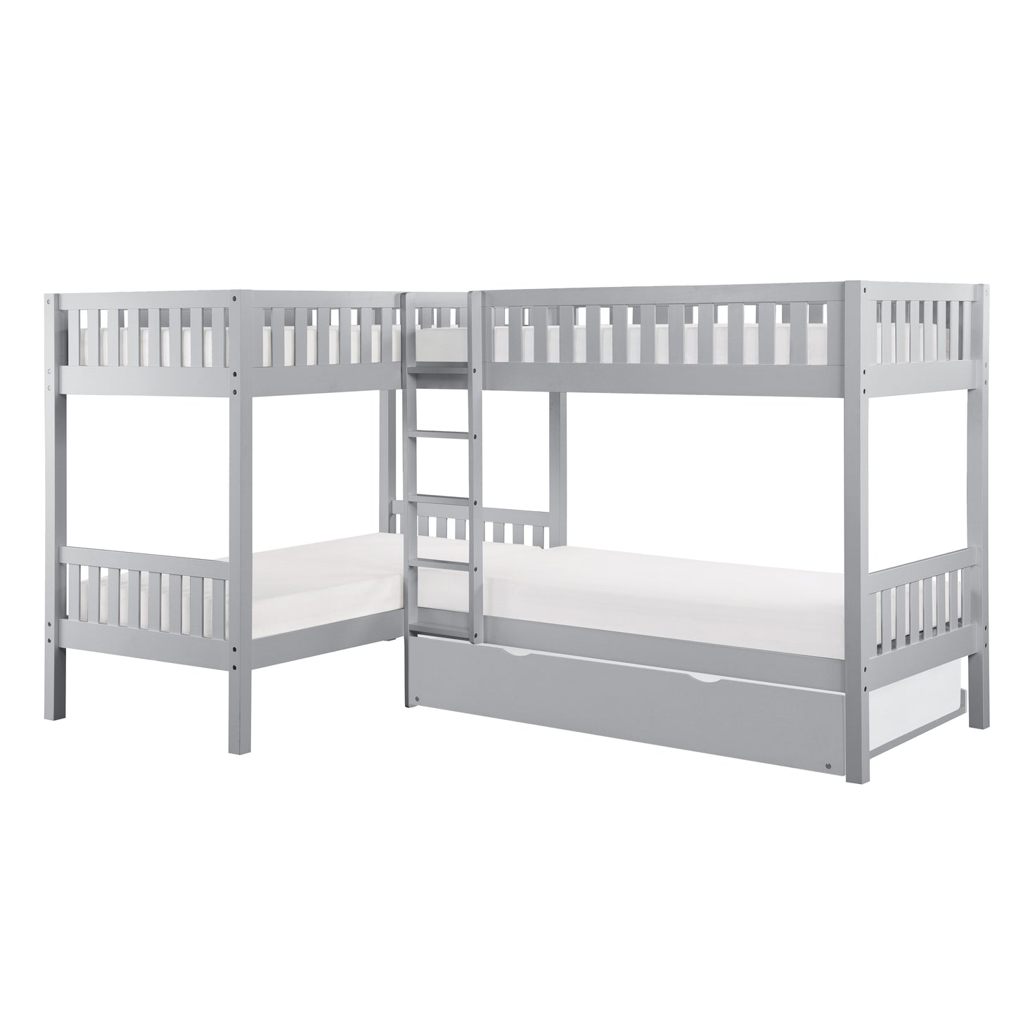 B2063CN-1R* - (4) Corner Bunk Bed with Twin Trundle