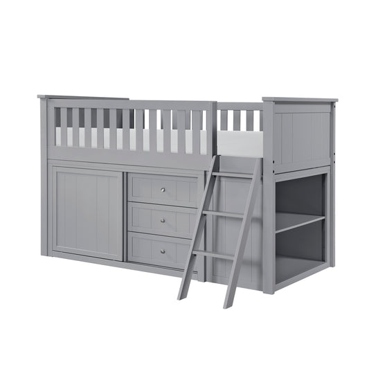 B2063LL-1*BCDR - (5) Low Loft Bunk with Bookcase and Dresser
