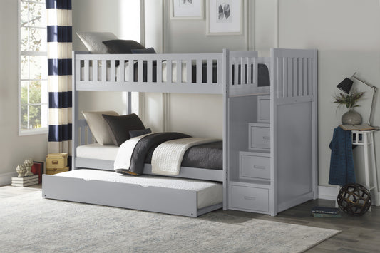 B2063SB-1*R - (5) Twin/Twin Step Bunk Bed with Twin Trundle