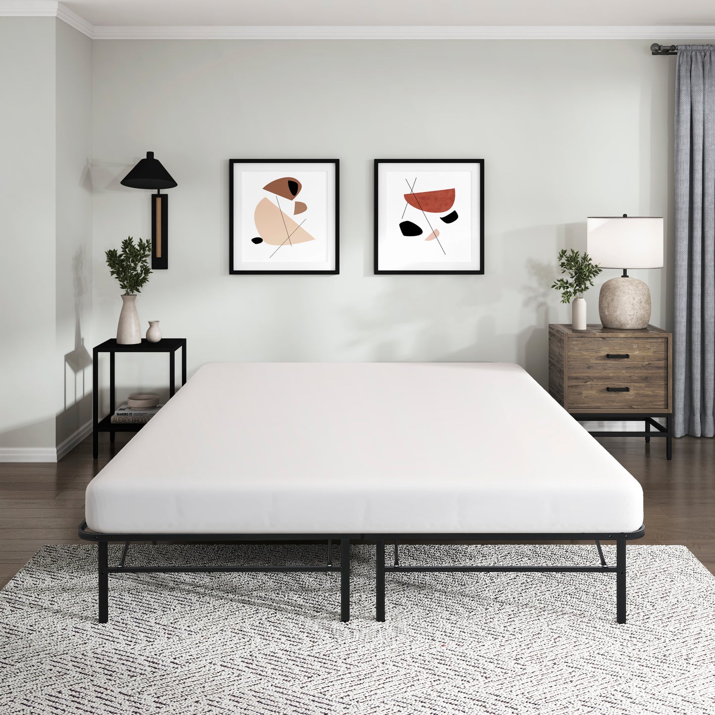 BF-1MT-CK - California King Foldable Metal Platform Bed Frame, Toolless