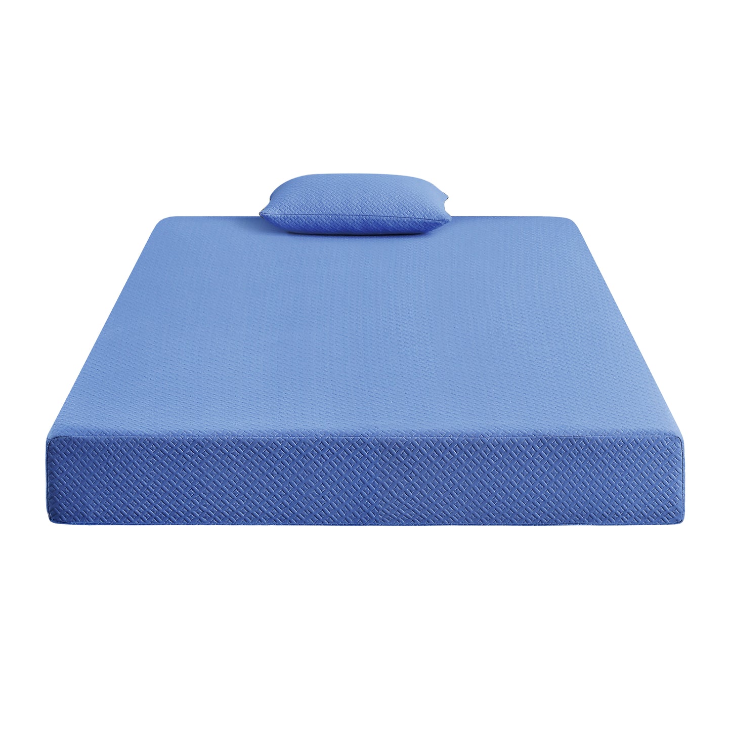 MT-PG07BLF - 7" Blue Full Gel-Infused Memory Foam Mattress and Pillow Set