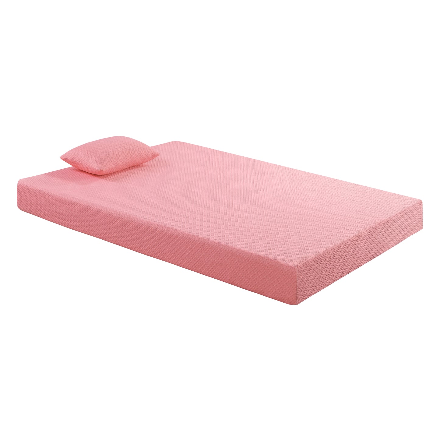 MT-PG07PKF - 7" Pink Full Gel-Infused Memory Foam Mattress and Pillow Set