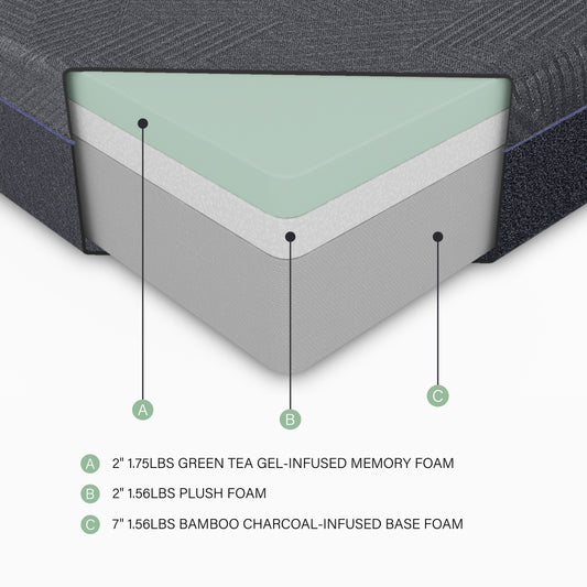 MT-UNG11CK - 11" California King Green Tea Gel-Infused Memory Foam Mattress