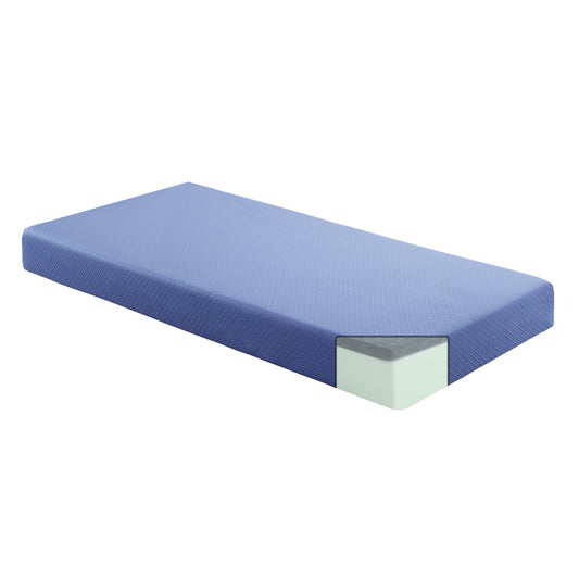 MT-PG07BLT - 7" Blue Twin Gel-Infused Memory Foam Mattress and Pillow Set