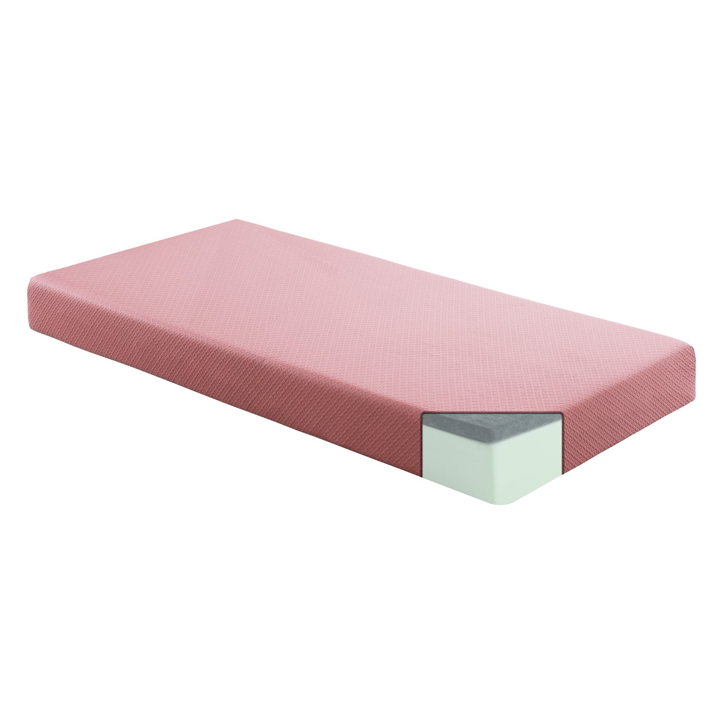 MT-PG07PKT - 7" Pink Twin Gel-Infused Memory Foam Mattress and Pillow Set