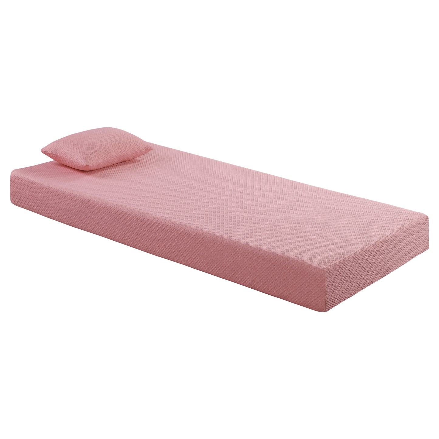 MT-PG07PKT - 7" Pink Twin Gel-Infused Memory Foam Mattress and Pillow Set
